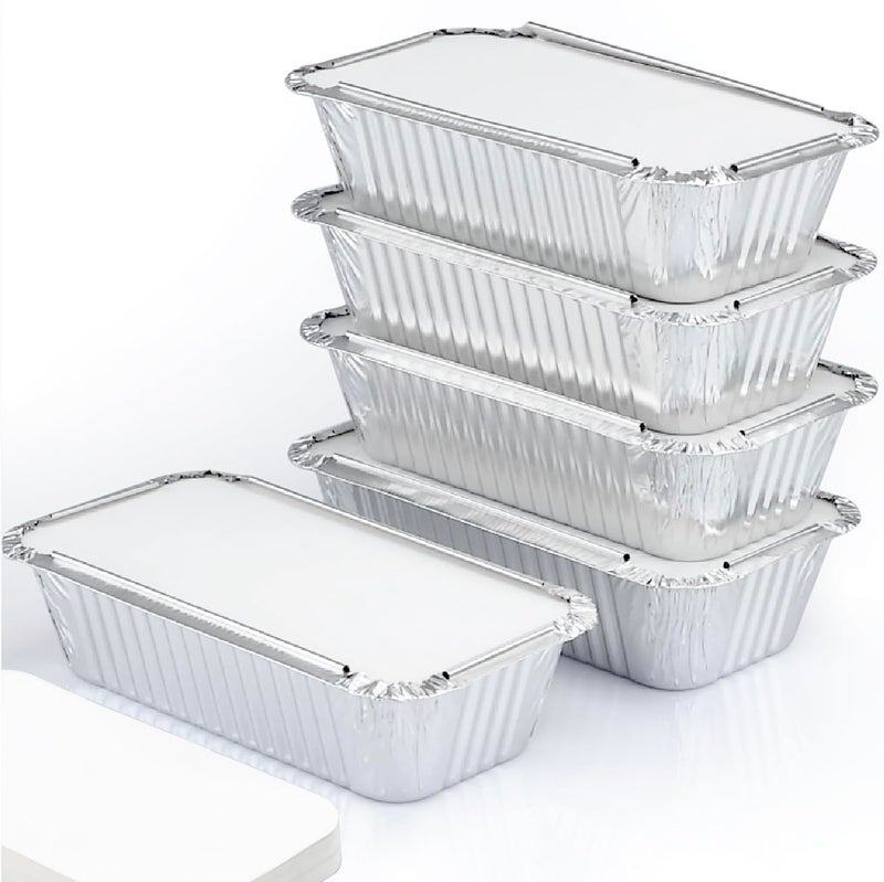 Spare Essentials (55 Pack Aluminum Loaf Pans with Lids 1.5 LB Disposable Bread Tins for Baking, Lunch Containers, Single Serve Baking Dishes - Foil Loaf Pans, Aluminum Bread Pans 7.8 x 4.3 x2 Inches - Image 1